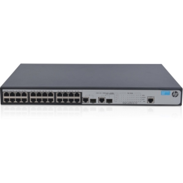 JH017A HPE Switch 1420-24G-2SFP , 24 Portas 10/100/1000Mbps RJ45 + 2x portas 1G SFP , não gerenciado, Não empilhável, plug-and-play, Auto MDI/MDIX , MAC address: 8,192 , 1 MB de flash 52 Gbps-0