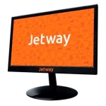 Monitor Jetway com tela laranja e logotipo em destaque.