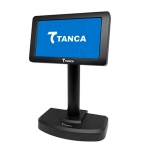 Monitor Tanca com suporte, ideal para pontos de venda e exibições.