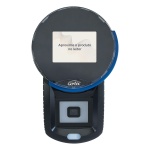 Leitor de código de barras GRIFFIN com tela e botão de acionamento.