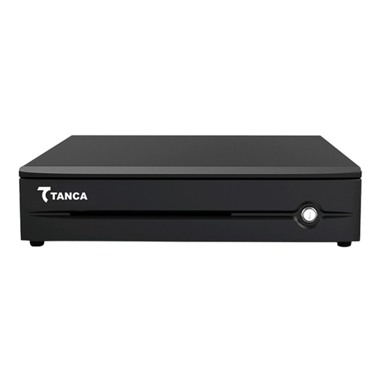 Tanca, caixa de som, design compacto e moderno, cor preta.