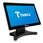 Monitor Tanca com tela azul e logotipo, ideal para ambientes comerciais.