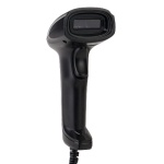 Leitor de código de barras, modelo portátil, marca desconhecida, design ergonômico.