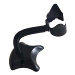 Suporte flexível para fones de ouvido, design ergonômico, cor preta.