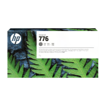 Cartucho de tinta HP 776, cor preta, embalagem com design de folhas verdes.