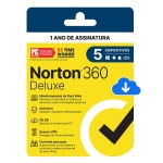 Assinatura Norton 360 Deluxe para proteção online, válida por 1 ano.
