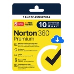 Assinatura de 1 ano do Norton 360 Premium com download em nuvem.