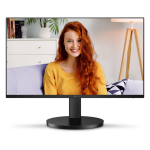 Monitor LG com imagem nítida de mulher sorrindo em ambiente aconchegante.