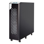Gabinete de computador preto com design em malha, ideal para resfriamento eficiente.
