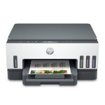 Impressora HP Ink Tank, com saída de impressão colorida visível.
