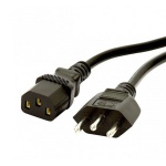 Cabo de alimentação preto com conector de três pinos.