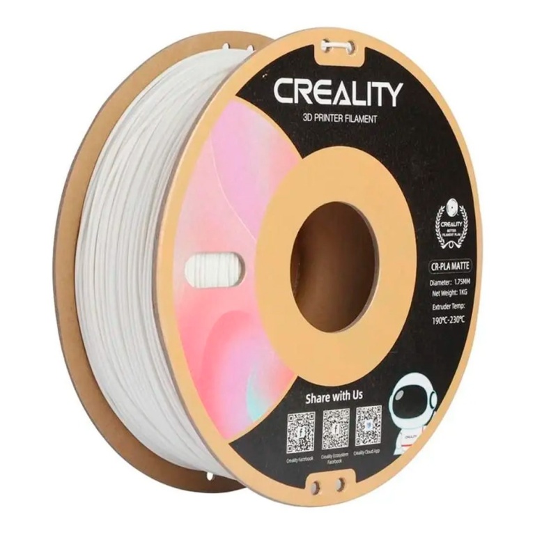Filamento para impressora 3D Creality, cor branca, para impressão de alta qualidade.
