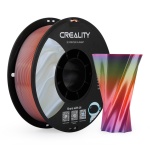 Filamento Creality para impressora 3D, com cores vibrantes e efeito degradê.
