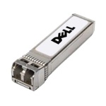 Transceptor Dell, tipo SFP+, com conector metalizado e logotipo visível.