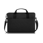 Bolsa preta para laptop com alças e bolso frontal. Ideal para transporte seguro.