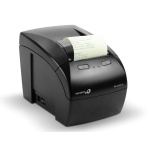 Impressora térmica de recibos, modelo Dymo, com papel saindo.