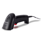 Leitor de código de barras Datalogic, modelo QuickScan, design ergonômico e cabo.