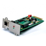 Placa de rede Ethernet, modelo XYZ, com conectores e LEDs indicadores.