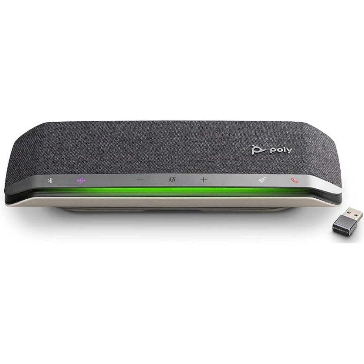 Barra de som TP-Link, design moderno com luz de LED verde.