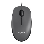 Mouse Logitech, modelo com fio, design ergonômico e funcionalidade precisa.