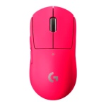 Mouse sem fio Logitech G, cor rosa, design ergonômico e moderno.