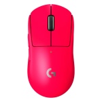 Mouse sem fio Logitech G, cor rosa, design ergonômico e botão de rolagem.