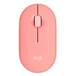 Mouse sem fio Logitech rosa, design moderno e minimalista.