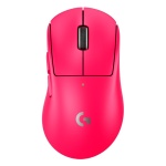Mouse sem fio Logitech, cor rosa vibrante, design ergonômico e moderno.