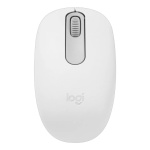 Mouse sem fio Logitech branco com design ergonômico e rolagem precisa.