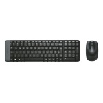 Teclado e mouse sem fio Logitech, design compacto e moderno.