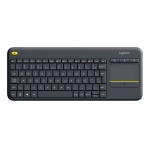 Teclado Logitech K400 Plus com touchpad integrado em design compacto.
