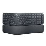 Teclado ergonômico Logitech com suporte para pulsos e design dividido.