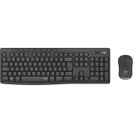Teclado e mouse sem fio Logitech, design ergonômico e teclas silenciosas.
