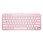Teclado sem fio rosa, compacto e elegante, ideal para ambientes modernos.