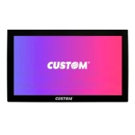 Monitor Custom com tela colorida e logo em destaque.