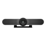 Webcam Logitech com microfone integrado e design compacto.