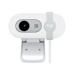 Webcam Logitech com design compacto e lente de alta definição.