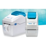 Impressora térmica de etiquetas da marca Zebra, modelo ZD620, com design compacto.