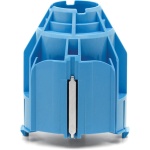 Conector azul para montagem em painel, ideal para instalações elétricas.