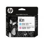Cartucho de tinta HP 831, cores ciano e magenta, embalagem para impressão.