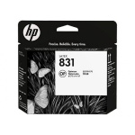 Cartucho de tinta HP 831, compatível, preto, embalagem destacada.