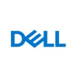 Logotipo da Dell em azul, representando inovação em tecnologia.