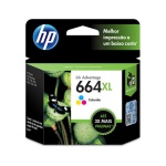 Cartucho de tinta HP 664XL, cores vibrantes para impressões de alta qualidade.