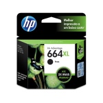Cartucho de tinta HP 664XL preto, alta capacidade para impressão de qualidade.