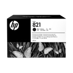 Cartucho de tinta HP 821, preto, embalagem com design minimalista.