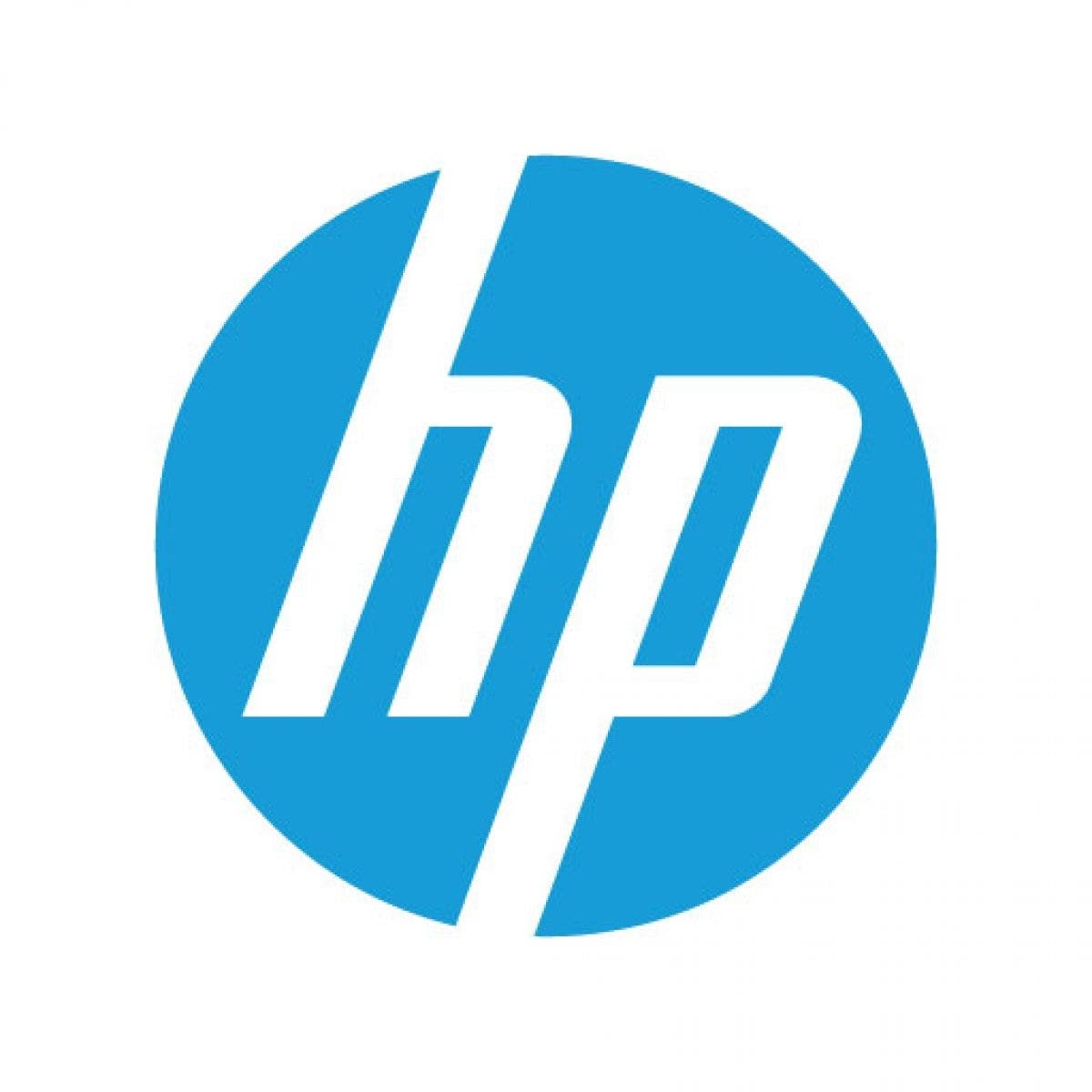 Logotipo da HP em azul, representando a marca de tecnologia.