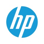 Logotipo da HP em azul, representando inovação em tecnologia.