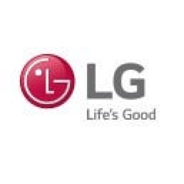 Logotipo da LG com o slogan "Life's Good".