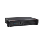 Amplificador de potência Rackmount, marca XYZ, com controle de volume e ventilação.