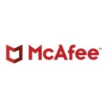 Logotipo da McAfee, empresa de segurança cibernética, em vermelho.